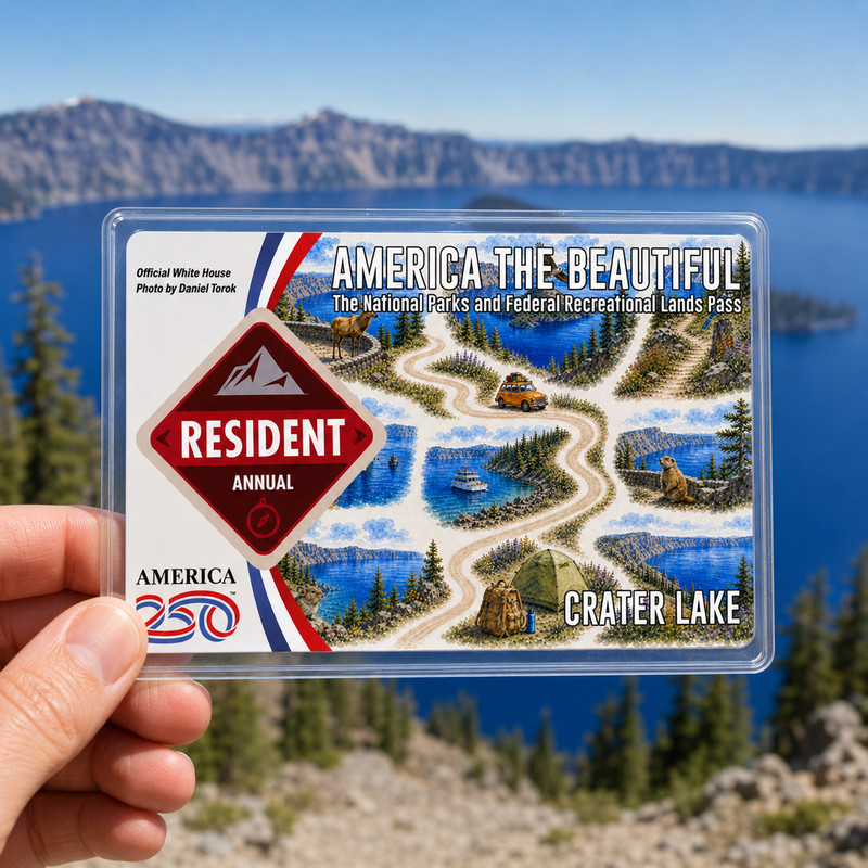 Crater Lake National Park Map Pass Sleeve – America the Beautiful Card Cover for Hikers & Travel Lovers