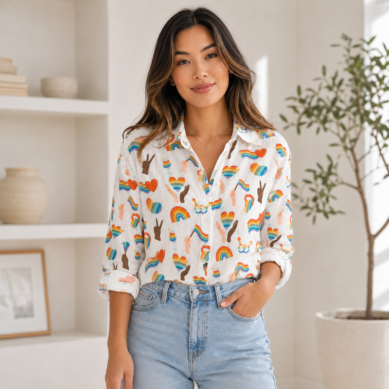 Rainbow Love Pride Women Blouse Shirt | Gift For Pride Month