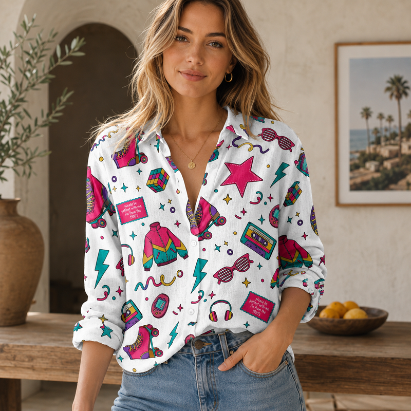 Retro 90s Aesthetic Pop Culture Blouse Shirt | Gift For Vintage Lovers
