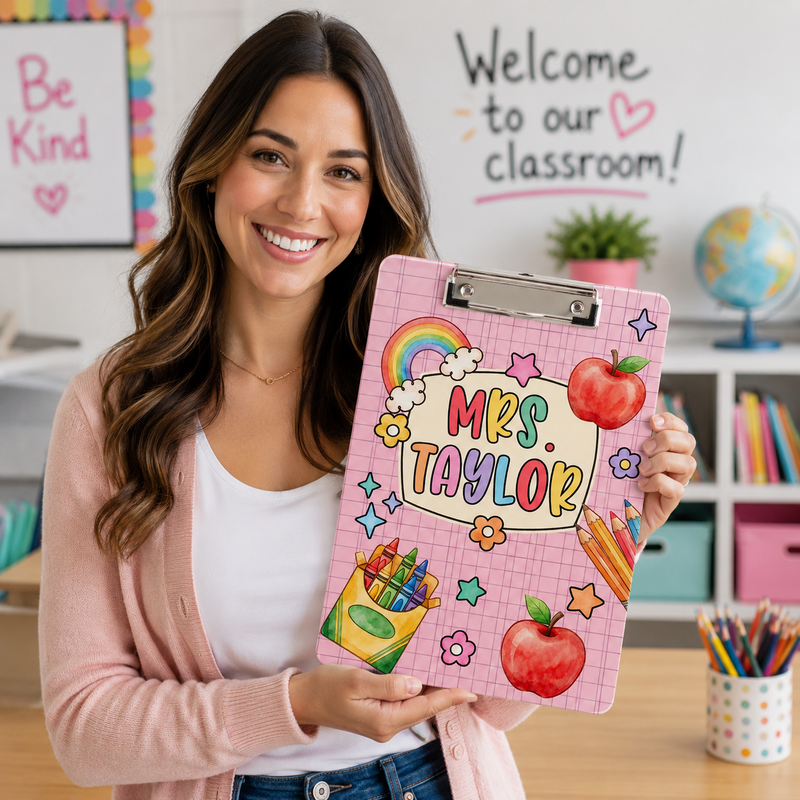 Custom Teacher’s Acrylic Clipboard | Sturdy & Stylish for School & Office