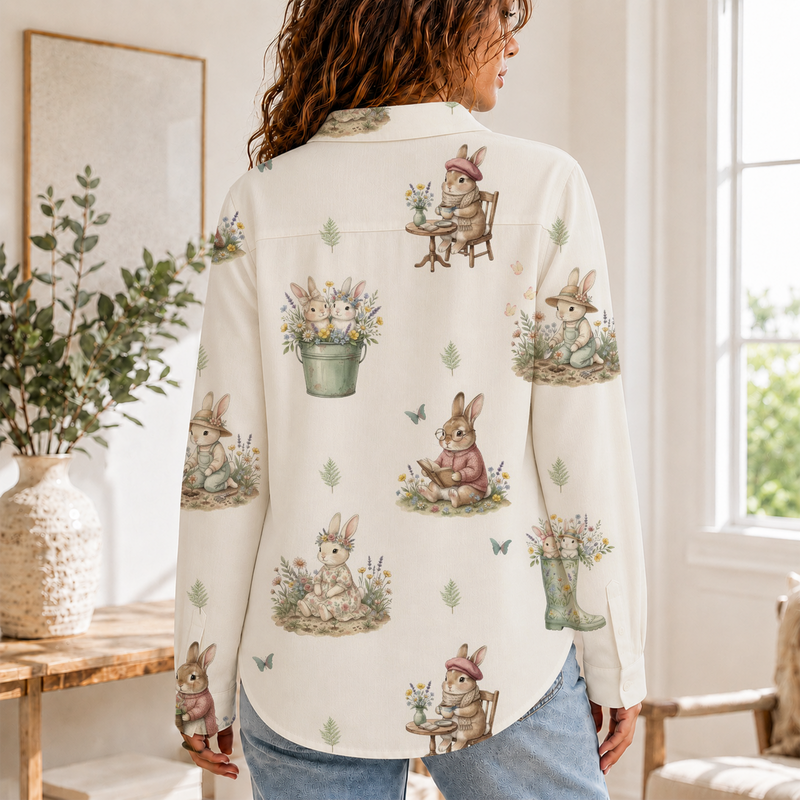 Garden Bunny Women Blouse Shirt | Gift For Bunny Lovers