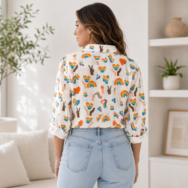 Rainbow Love Pride Women Blouse Shirt | Gift For Pride Month