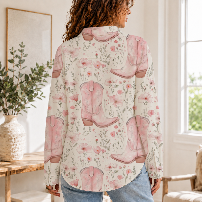 Cowboy Boots Floral Women Blouse Shirt | Gift For Country Lovers