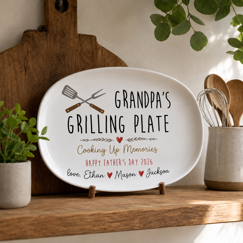 Custom Grandpa Grilling Plate | Father’s Day Gift from Grandkids