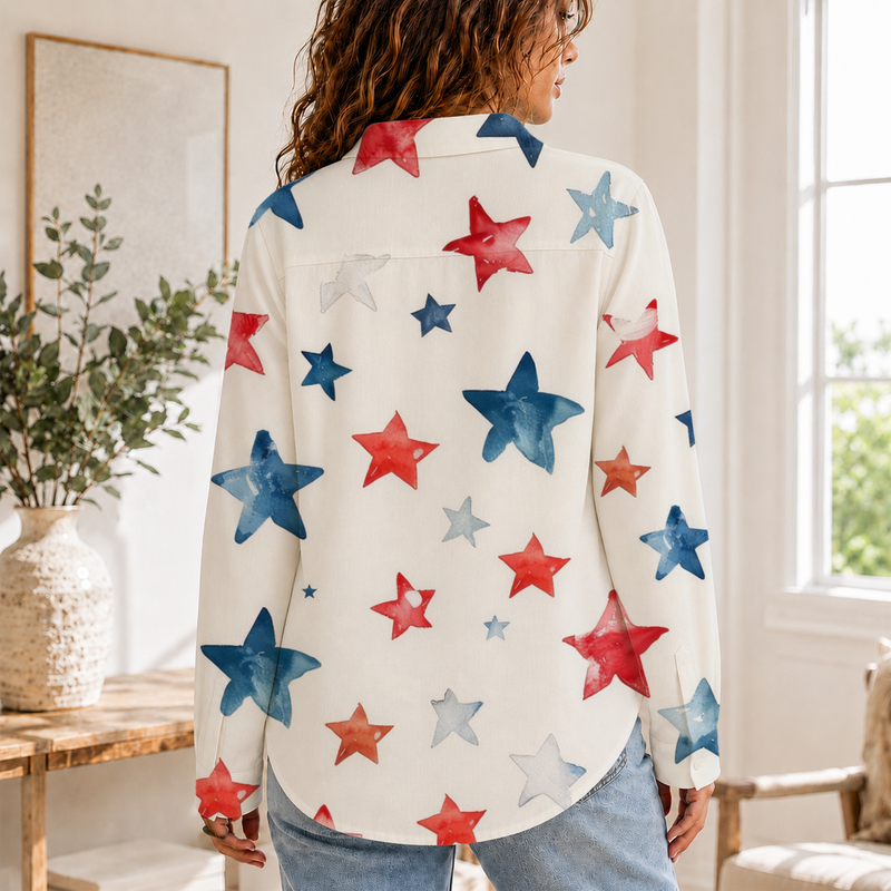 Patriotic Stars 4th Of July Blouse | USA 250th Anniversary Shirt For Women