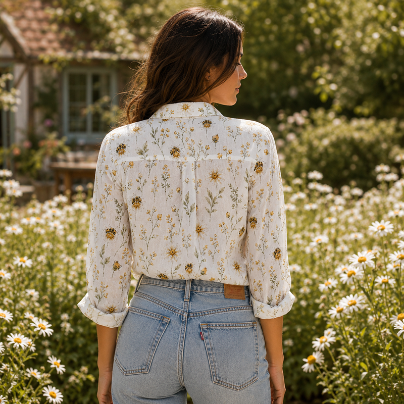 Bee Daisy Floral Women Blouse Shirt | Gift For Bee Lovers