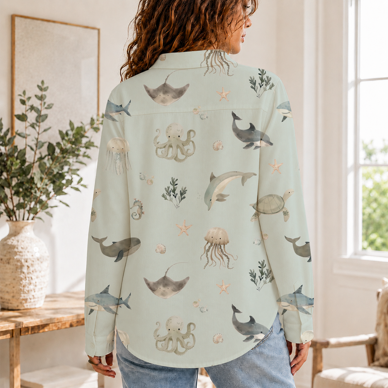 Ocean Sea Life Summer Blouse | Gift For Beach Lovers