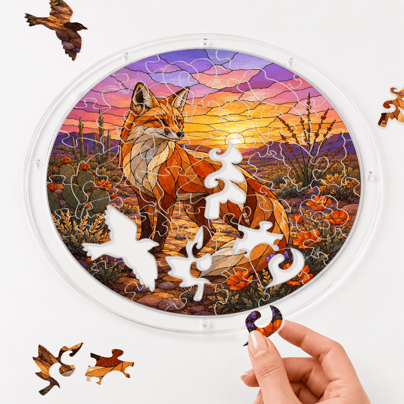 Desert Fox Acrylic Puzzle Suncatcher, Window Hanging Decor, Gift for Wildlife Lovers