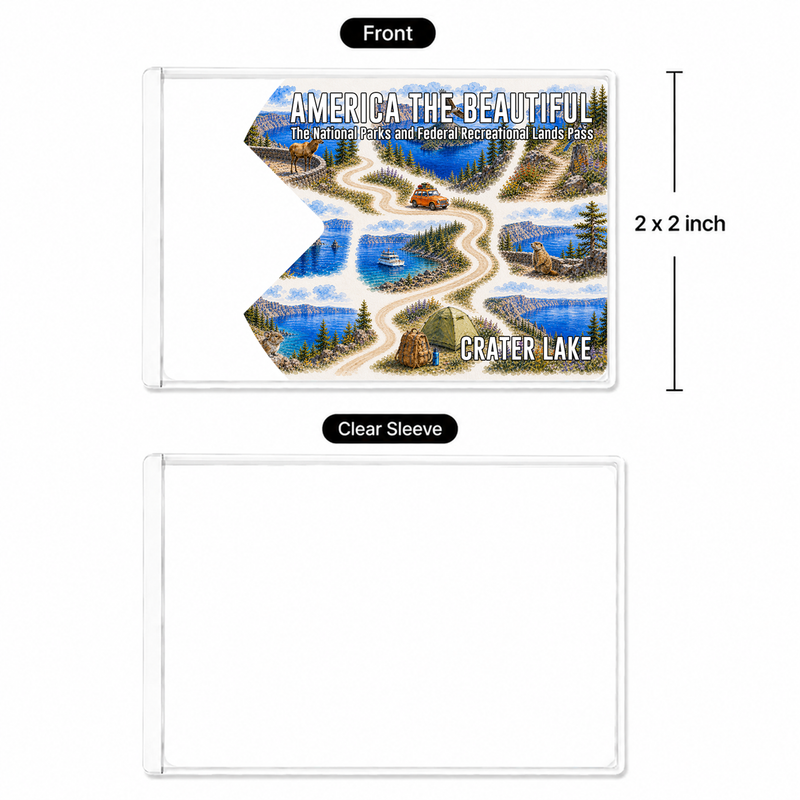 Crater Lake National Park Map Pass Sleeve – America the Beautiful Card Cover for Hikers & Travel Lovers