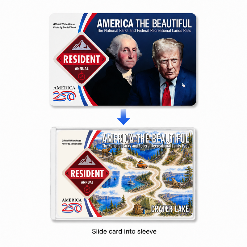 Crater Lake National Park Map Pass Sleeve – America the Beautiful Card Cover for Hikers & Travel Lovers