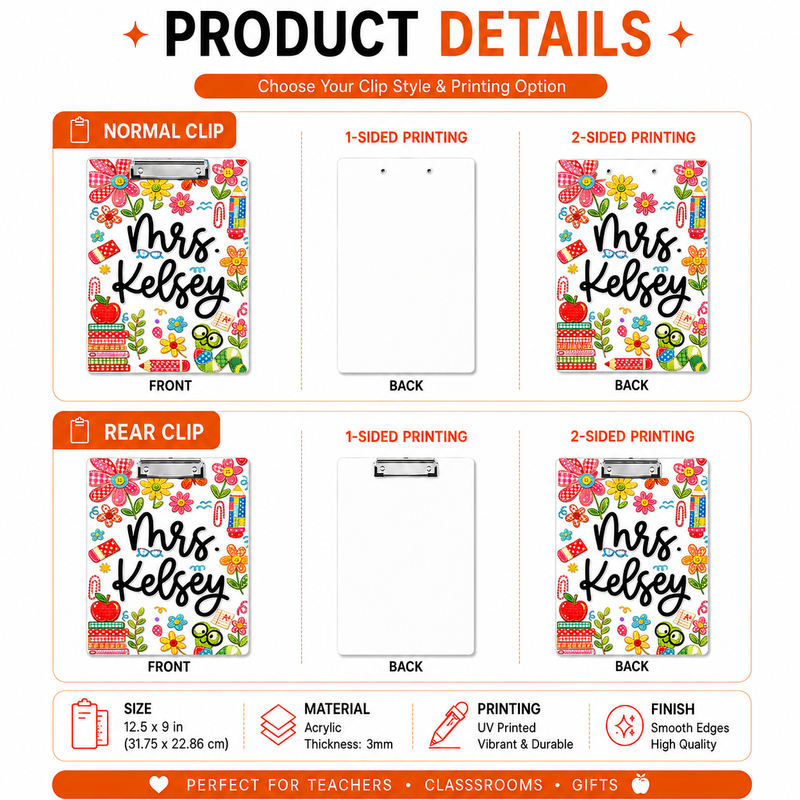 Teacher’s Favorite Acrylic Clipboard | Sturdy & Stylish for School & Office