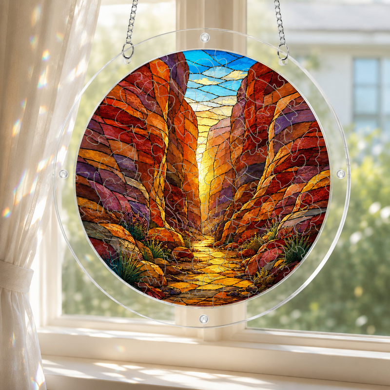 Desert Canyon Acrylic Puzzle Suncatcher, Window Hanging Decor, Gift for Nature Lovers