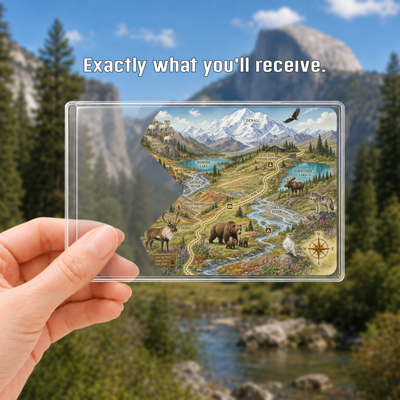 Denali Map National Park Pass Sleeve | Gift For Hikers & Travel Lovers