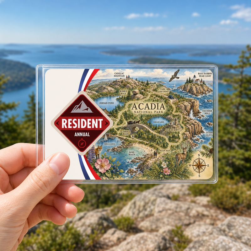 Acadia Map National Park Pass Sleeve | Gift For Hikers & Travel Lovers