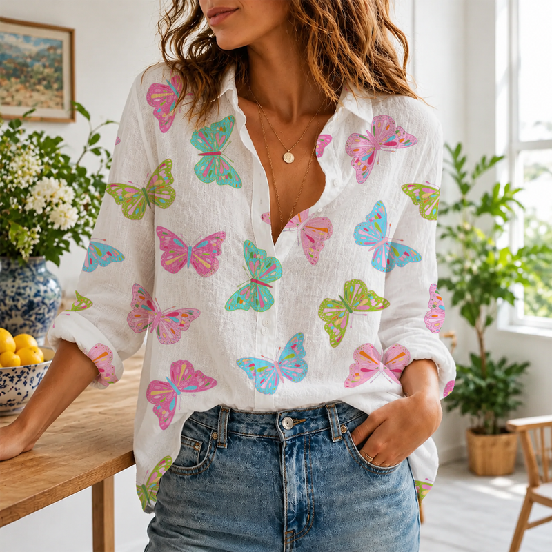 Whimsical Butterfly Summer Blouse Shirt | Gift For Butterfly Lovers