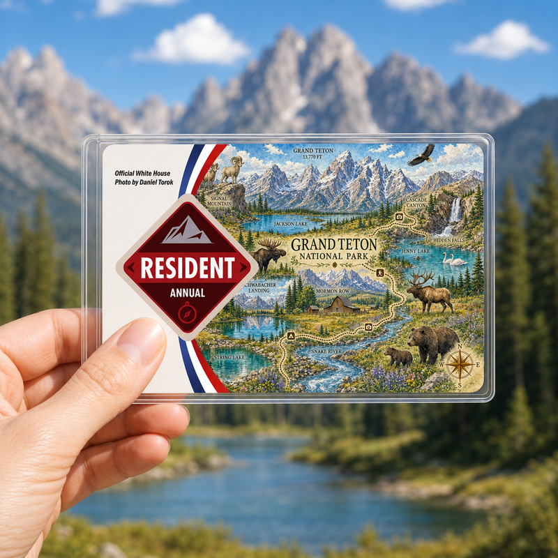 Grand Teton Map National Park Pass Sleeve | Gift for Hikers & Travel Lovers