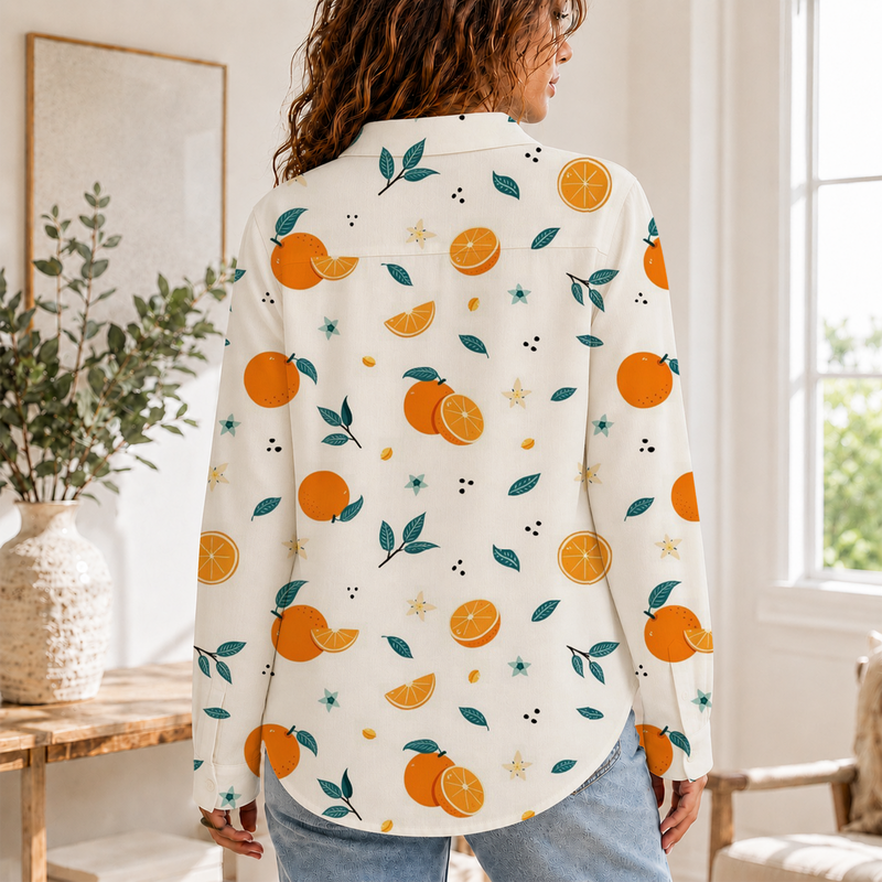 Orange Citrus Women Blouse Shirt | Gift For Fruit Lovers