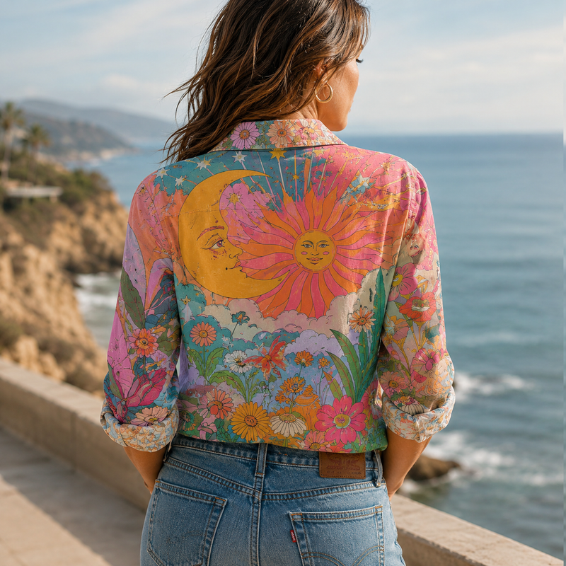 The Sun Tarot Boho Women Blouse Shirt | Gift For Mystical Soul