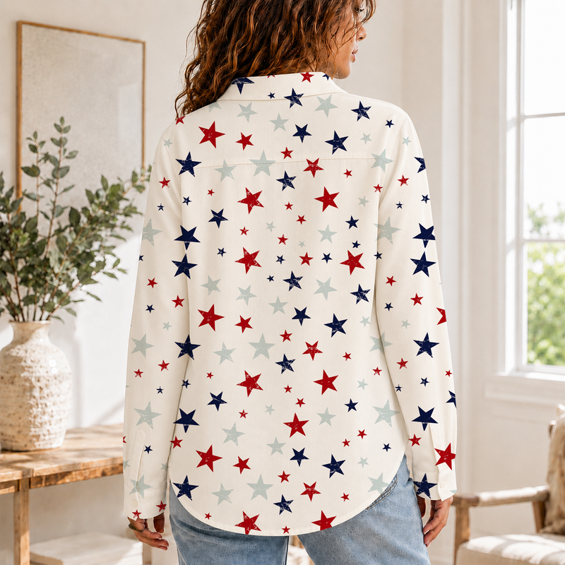 Patriotic Stars 4th Of July Blouse | 250 USA Blouse Shirt | Gift For USA Lovers
