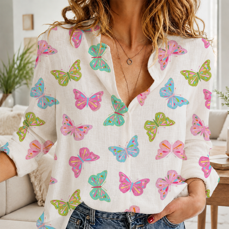 Whimsical Butterfly Summer Blouse Shirt | Gift For Butterfly Lovers