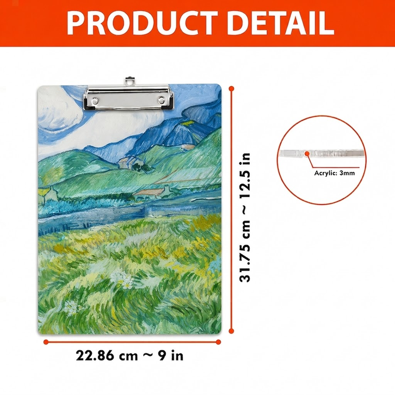 Acrylic Paper Clipboard Vintage for Teachers | Durable Clear Clipboard for Office & School Supplies