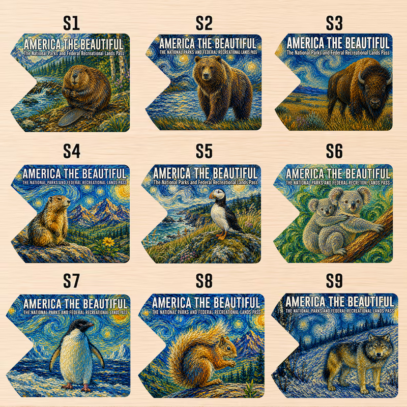 Van Gogh Animals National Park Pass Sleeve | Gifts for Hikers & Camp Lovers | Pass Protector