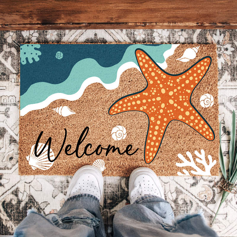 Coastal Starfish Welcome Doormat | Gift For Beach House Lovers