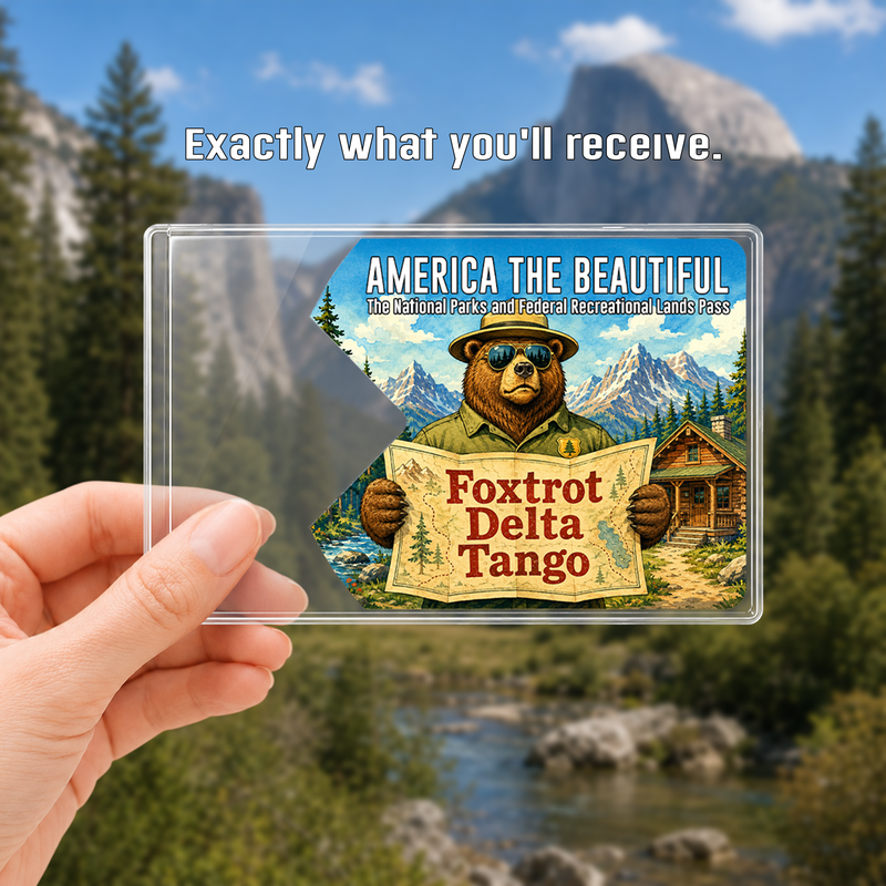 Funny Park Ranger Bear National Park Pass Sleeve, Gift for Hikers