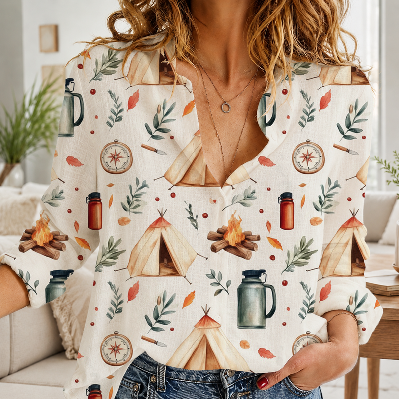 Adventure Camping Nature Autumn Blouse Shirt | Gift For Camping Lovers