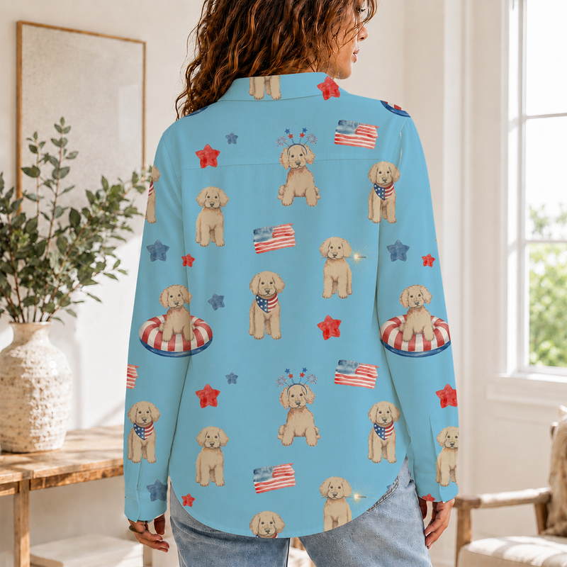 Poodle Dog 4th Of July Blouse Shirt | Gift For Dog Lovers
