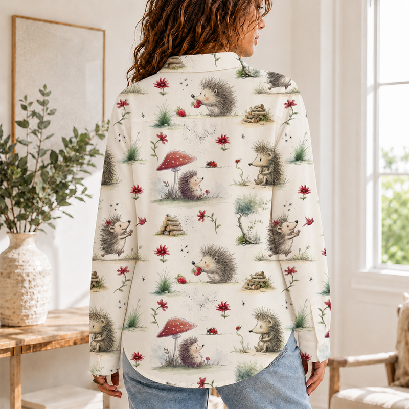 Cute Hedgehog Women Blouse Shirt | Gift For Animal Lovers