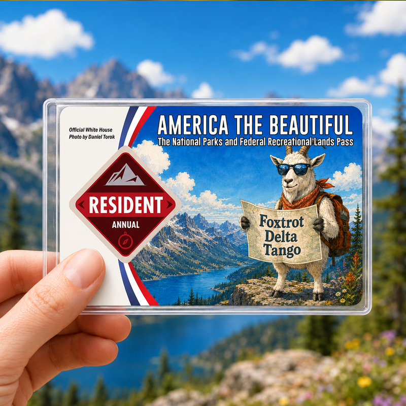 Funny Mountain Goat National Park Pass Sleeve, Gift for Hikers