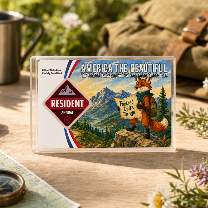 Funny Fox National Park Pass Sleeve, Gift for Hikers