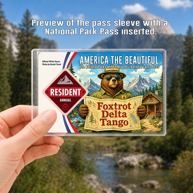 Funny Park Ranger Bear National Park Pass Sleeve, Gift for Hikers
