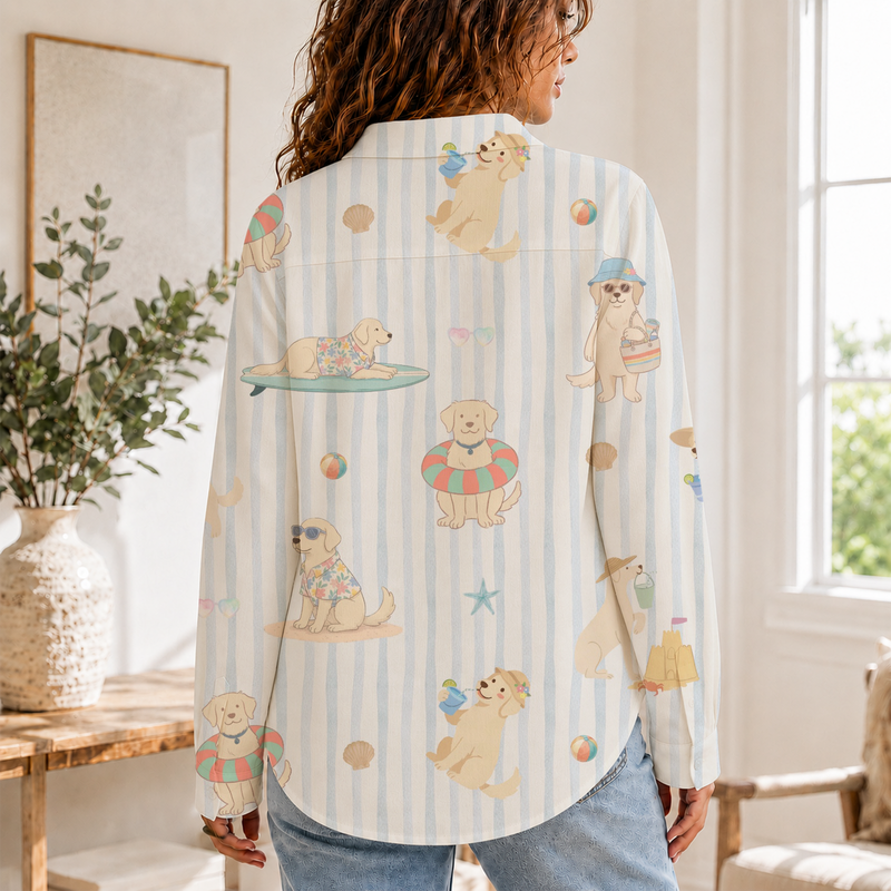 Beach Dog Women Blouse Shirt | Gift For Dog Lovers