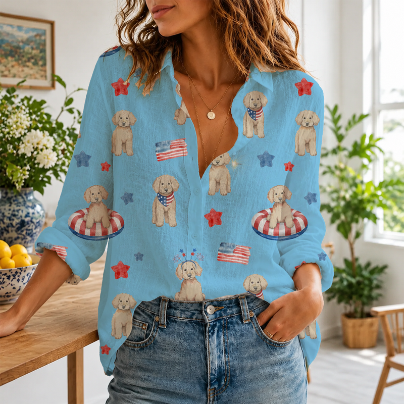 Poodle Dog 4th Of July Blouse Shirt | Gift For Dog Lovers