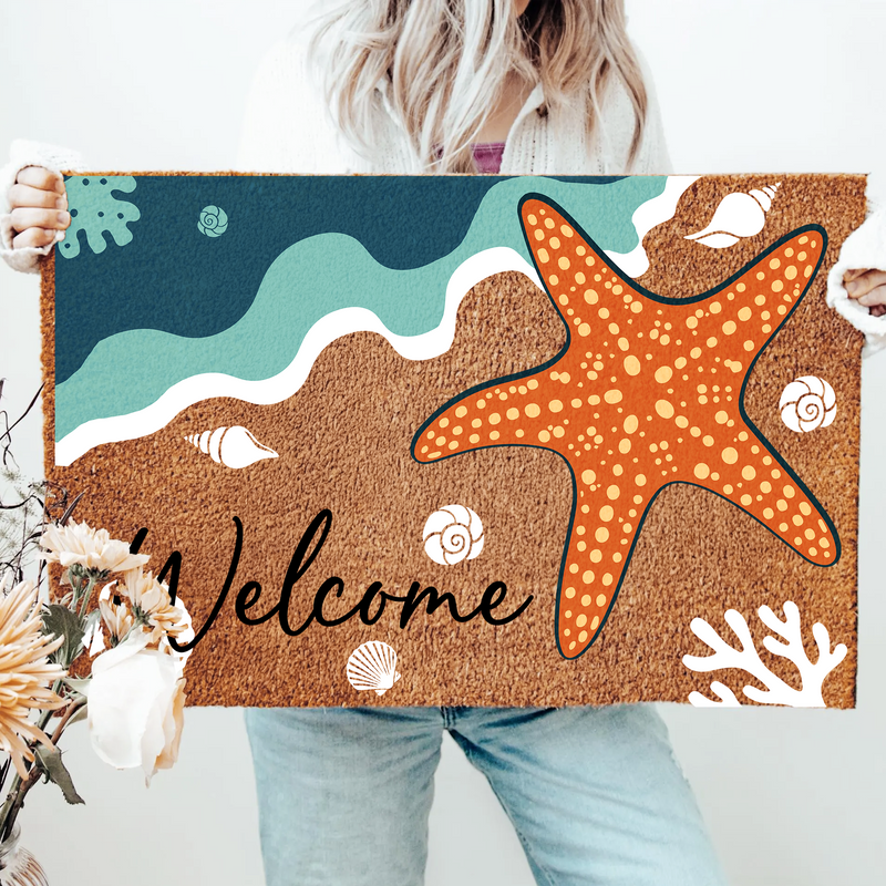 Coastal Starfish Welcome Doormat | Gift For Beach House Lovers