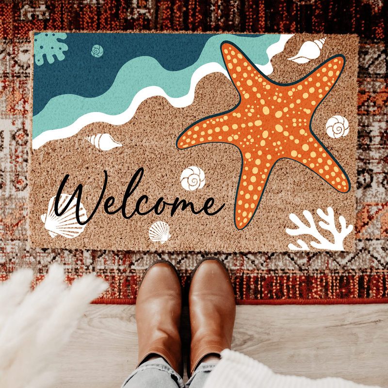 Coastal Starfish Welcome Doormat | Gift For Beach House Lovers