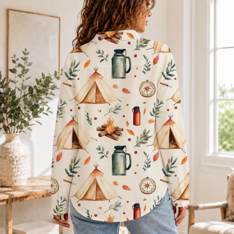 Adventure Camping Nature Autumn Blouse Shirt | Gift For Camping Lovers