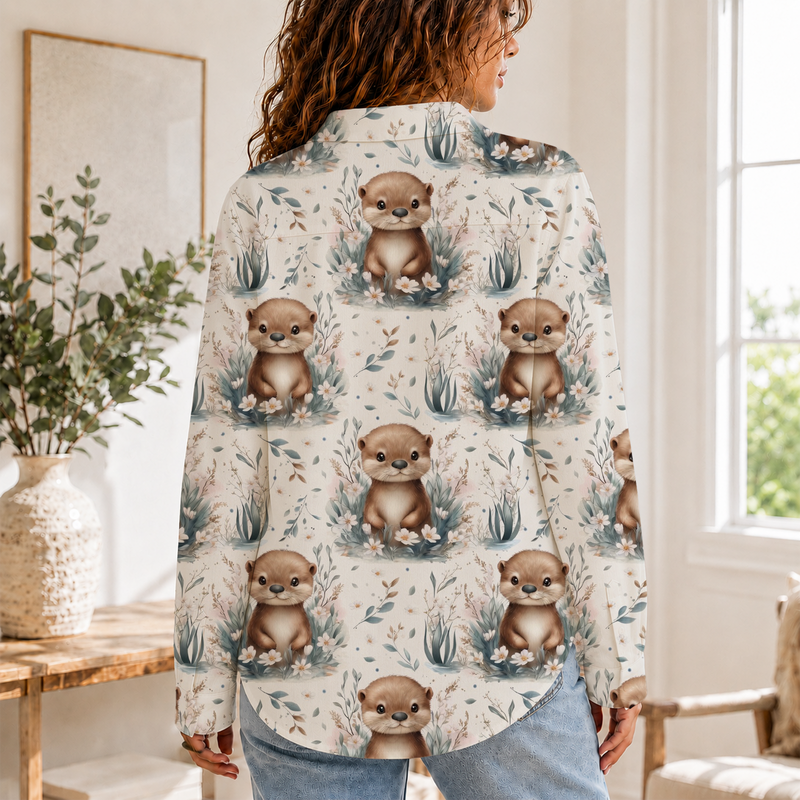 Cute Otter Summer Blouse Shirt | Gift For Otter Lovers