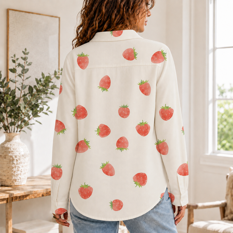 Strawberry Women Blouse Shirt | Gift For Fruit Lovers