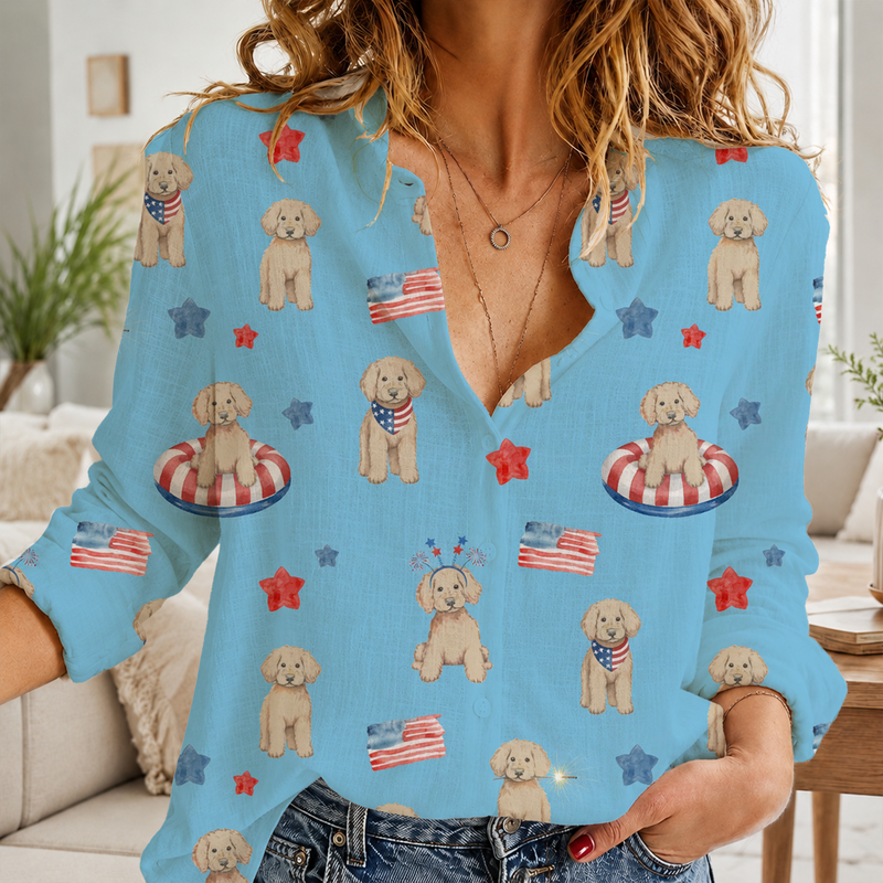 Poodle Dog 4th Of July Blouse Shirt | Gift For Dog Lovers