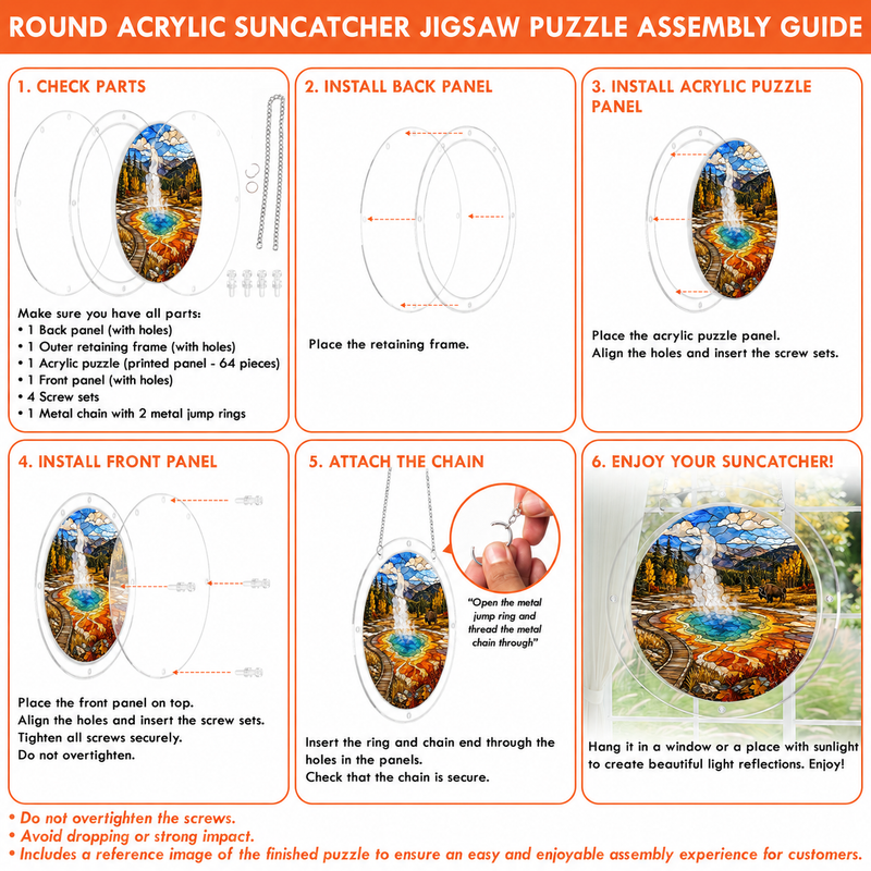 Yellowstone Acrylic Puzzle Suncatcher, Window Hanging Decor, Gift for Nature Lovers