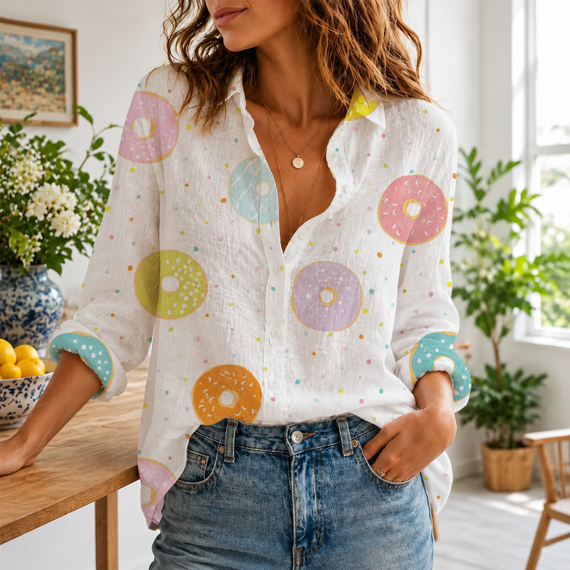 Donut Women Blouse Shirt | Gift For Donut Lovers