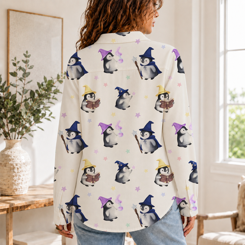 Cute Penguin Wizard Blouse Shirt | Gift For Penguin Lovers