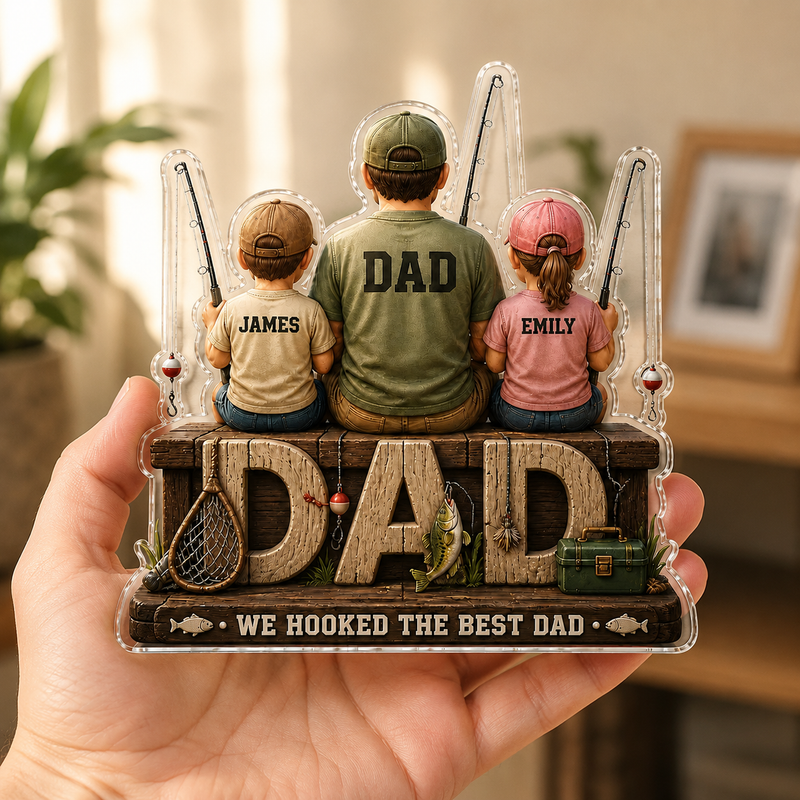Personalized Fishing Dad Acrylic Plaque – Father’s Day Gift from Kids