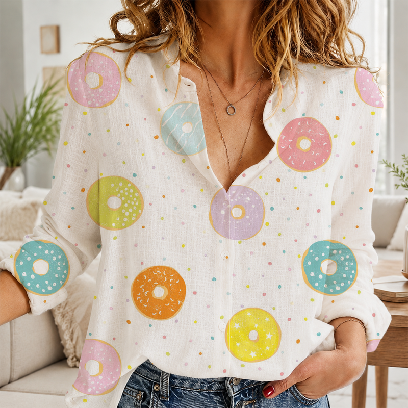 Donut Women Blouse Shirt | Gift For Donut Lovers