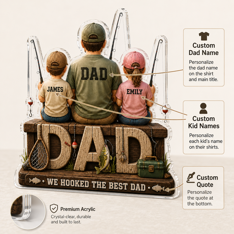 Personalized Fishing Dad Acrylic Plaque – Father’s Day Gift from Kids