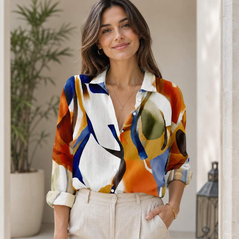Abstract Art Print Women Blouse Shirt | Gift For Art Lovers