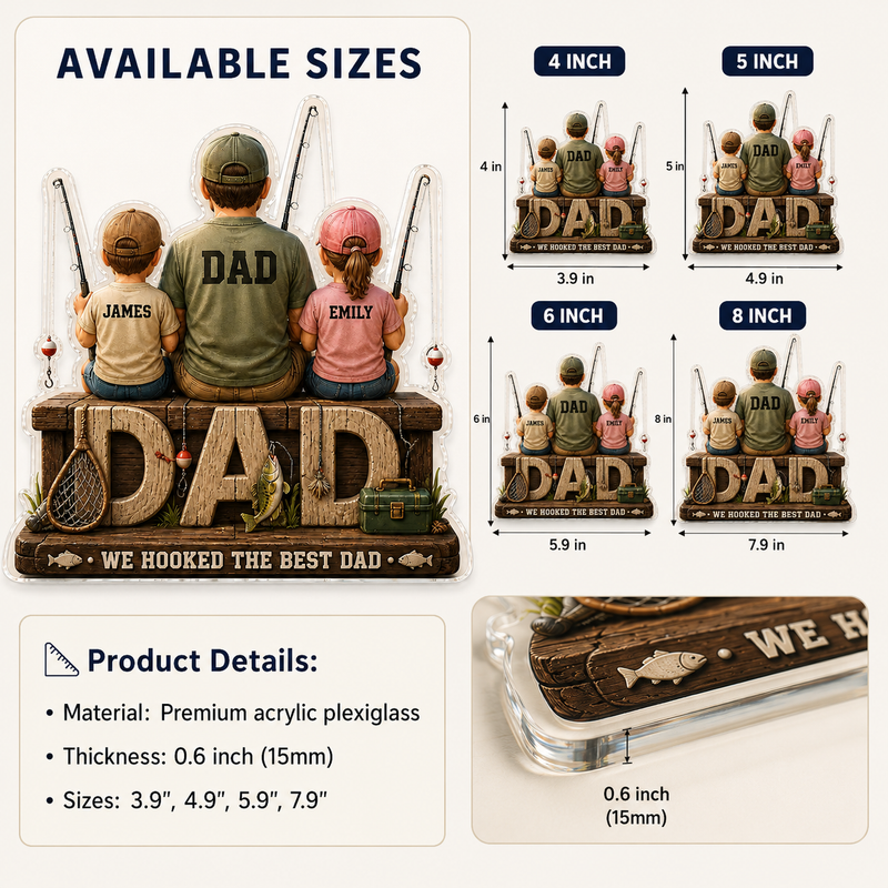 Personalized Fishing Dad Acrylic Plaque – Father’s Day Gift from Kids